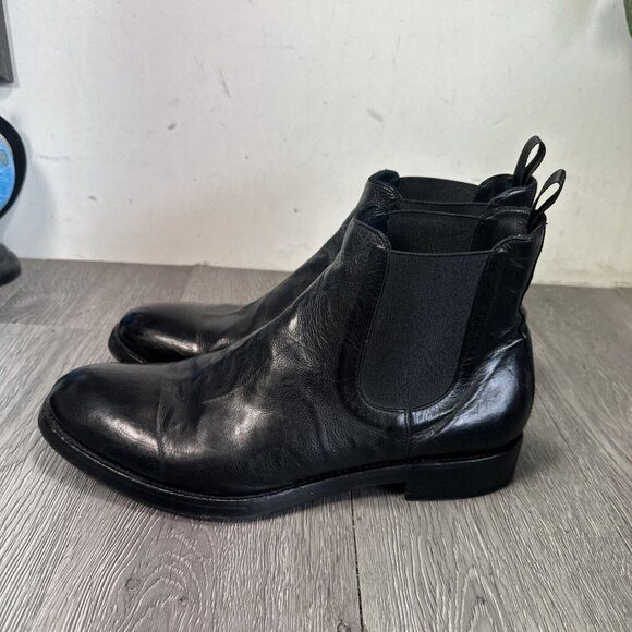 Frye Chelsea Boots Men 10.5 Black Leather  Ankle Pull On Shoes Made In Italy main image 10